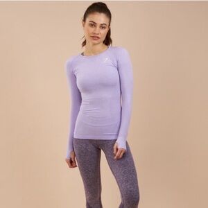 GYMSHARK VITAL SEAMLESS LONG SLEEVE TOP IN SOFT LILAC